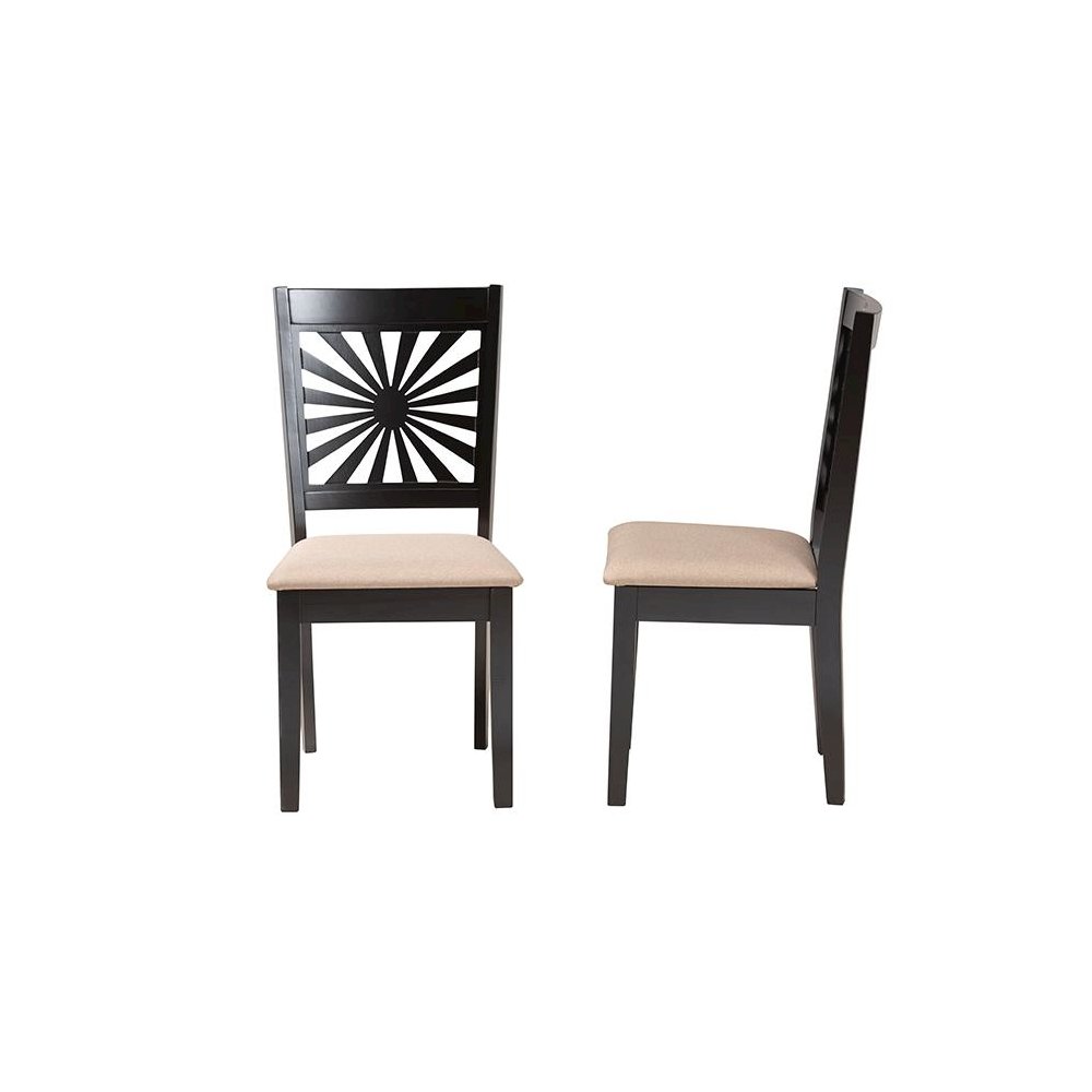Olympia Modern Beige Fabric and Espresso Brown Finished Wood Dining Chair. Picture 3