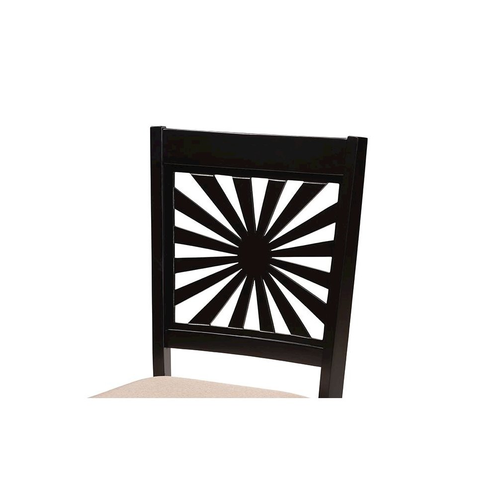 Olympia Modern Beige Fabric and Espresso Brown Finished Wood Dining Chair. Picture 4
