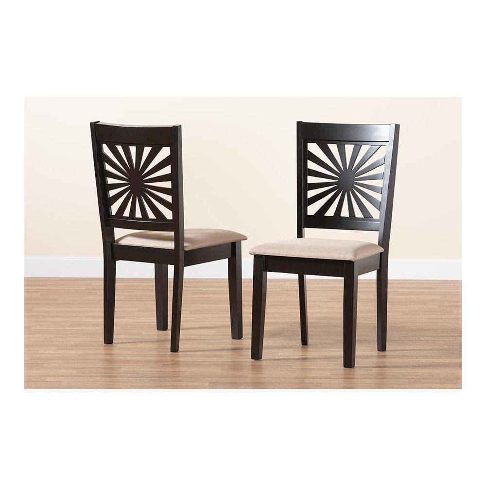 Olympia Modern Beige Fabric and Espresso Brown Finished Wood Dining Chair. Picture 8