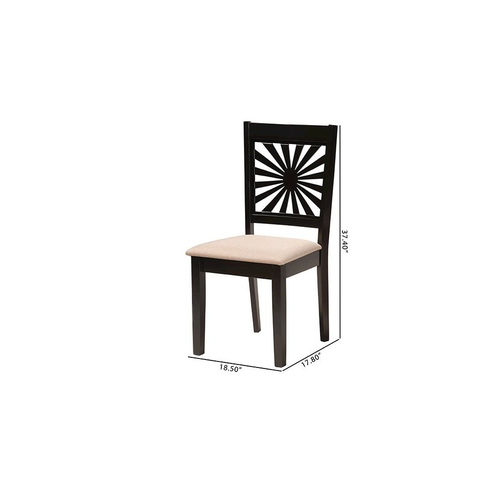 Olympia Modern Beige Fabric and Espresso Brown Finished Wood Dining Chair. Picture 9