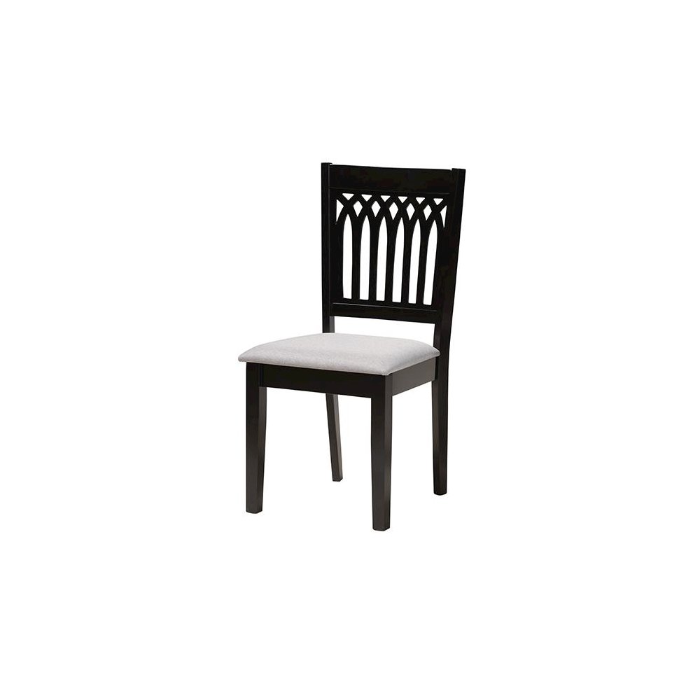 Genesis Modern Grey Fabric and Dark Brown Finished Wood 7-Piece Dining Set. Picture 2