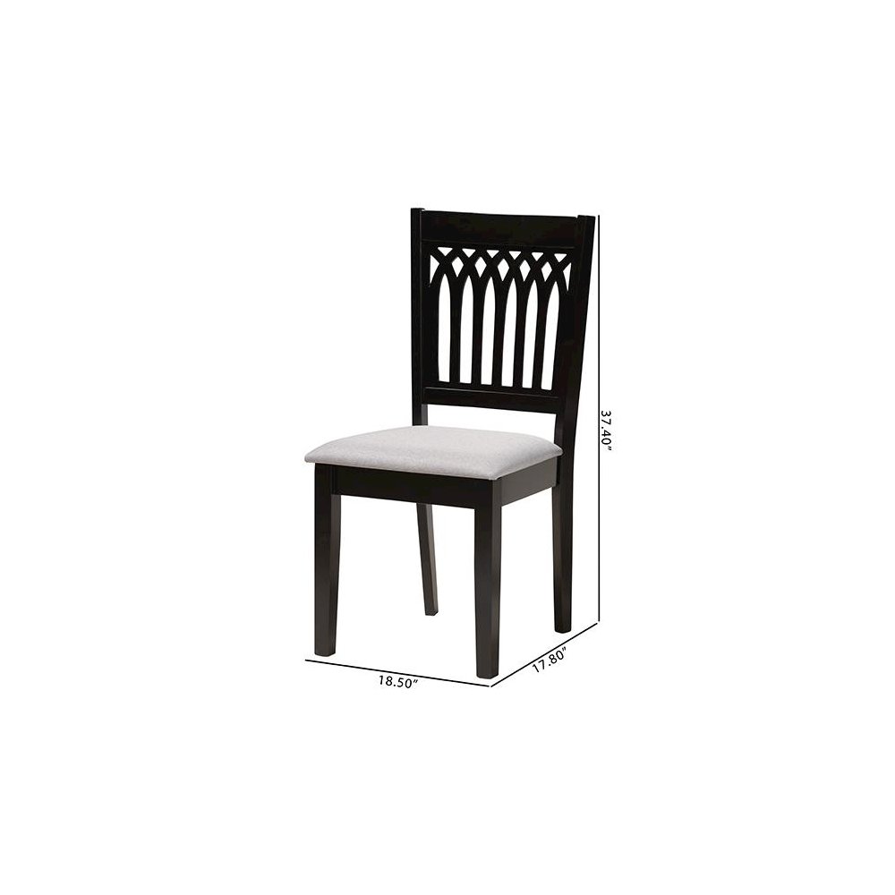 Genesis Modern Grey Fabric and Dark Brown Finished Wood 2-Piece Dining Chair Set. Picture 9