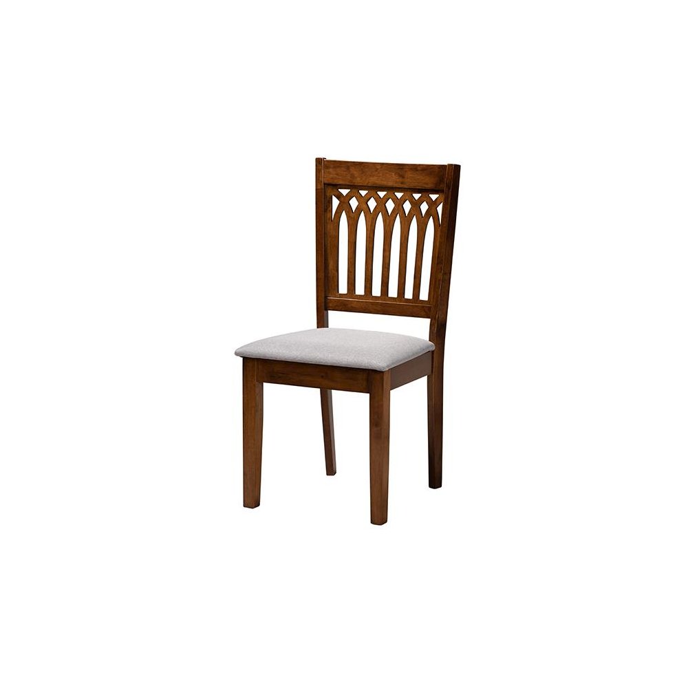 Genesis Modern Grey Fabric and Walnut Brown Finished Wood 6-Piece Dining Set. Picture 2