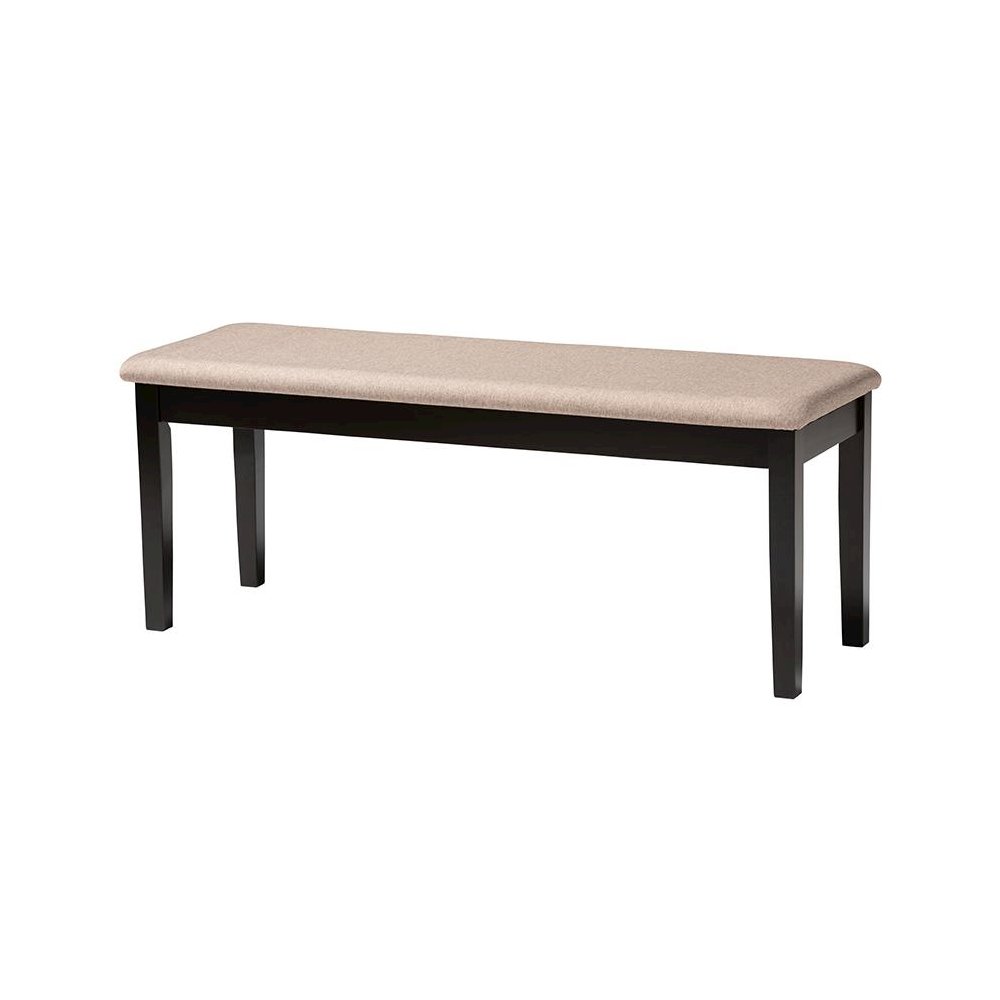 Beige Fabric and Espresso Brown Finished Wood 6-Piece Dining Set. Picture 3