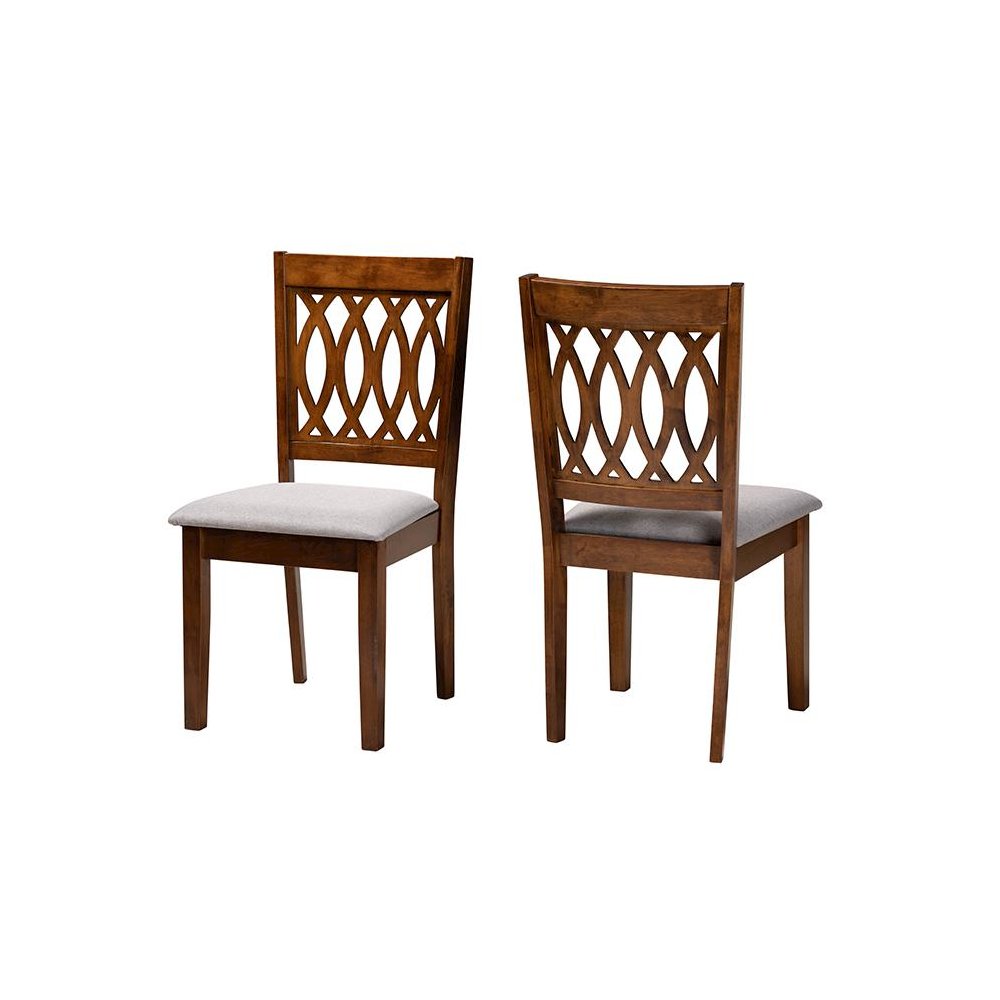 Florencia Modern Grey Fabric and Walnut Brown Finished Wood Dining Chair. Picture 1