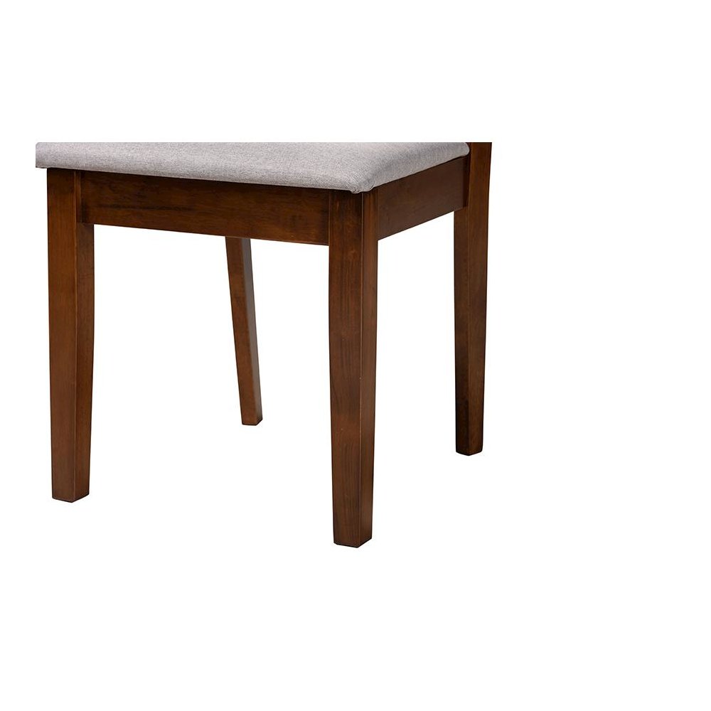 Florencia Modern Grey Fabric and Walnut Brown Finished Wood 6-Piece Dining Set. Picture 7