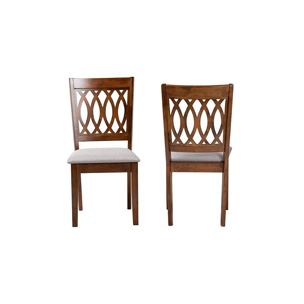 Florencia Modern Grey Fabric and Walnut Brown Finished Wood Dining Chair. Picture 2