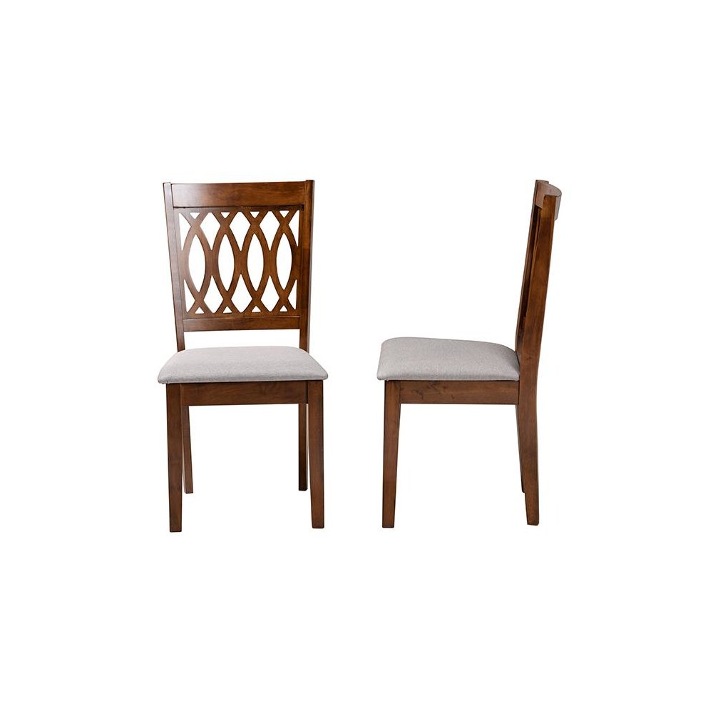 Florencia Modern Grey Fabric and Walnut Brown Finished Wood Dining Chair. Picture 3