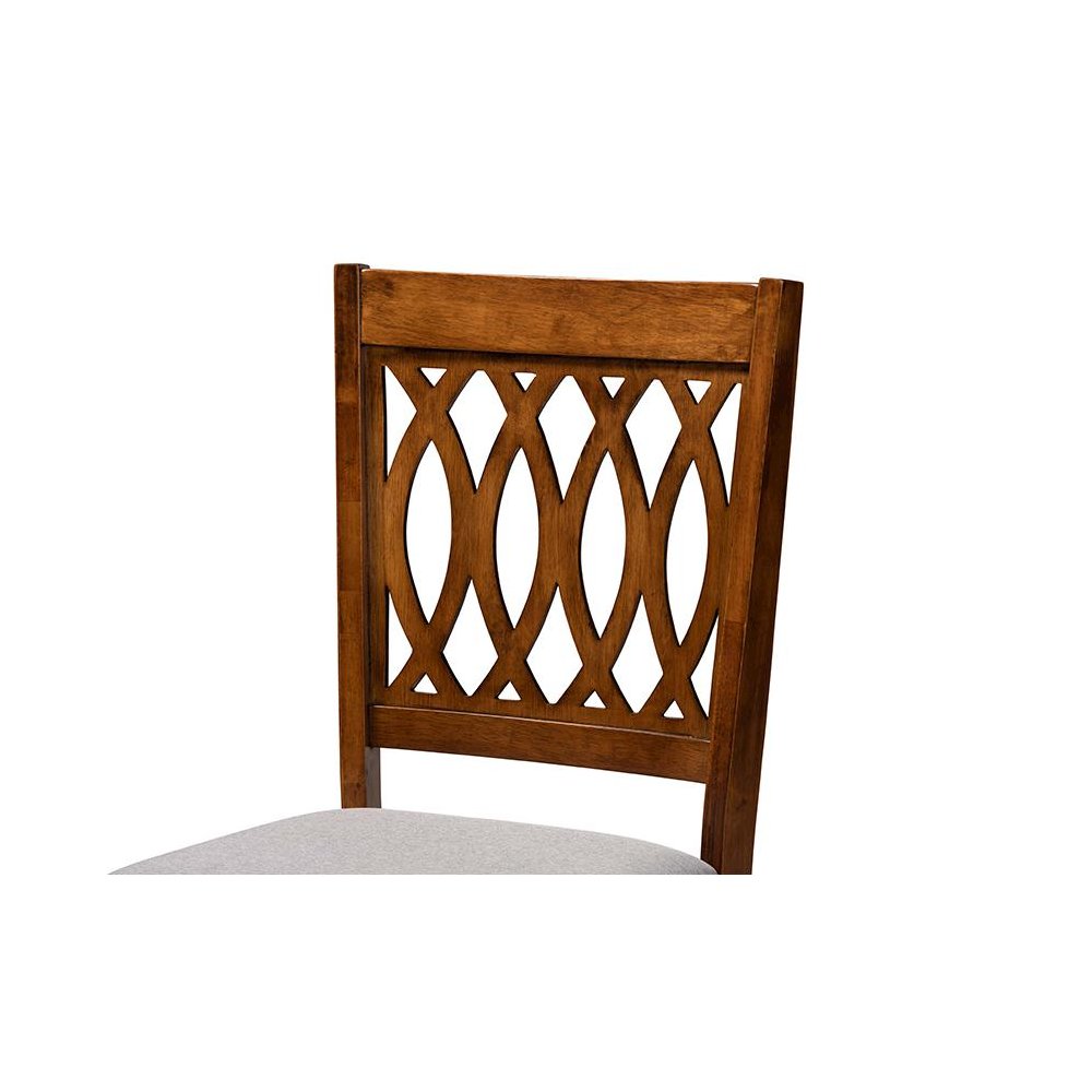 Florencia Modern Grey Fabric and Walnut Brown Finished Wood Dining Chair. Picture 4