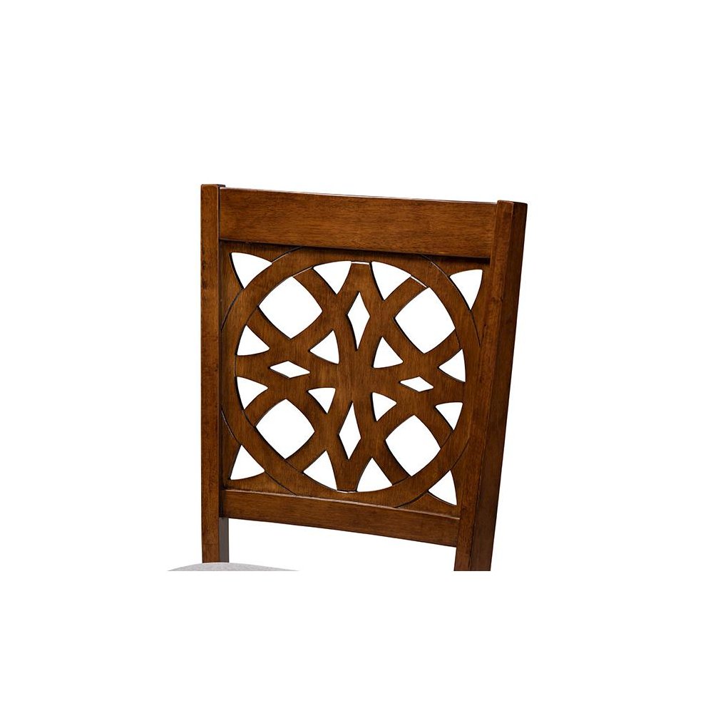 Abigail Modern Grey Fabric and Walnut Brown Finished Wood 7-Piece Dining Set. Picture 5