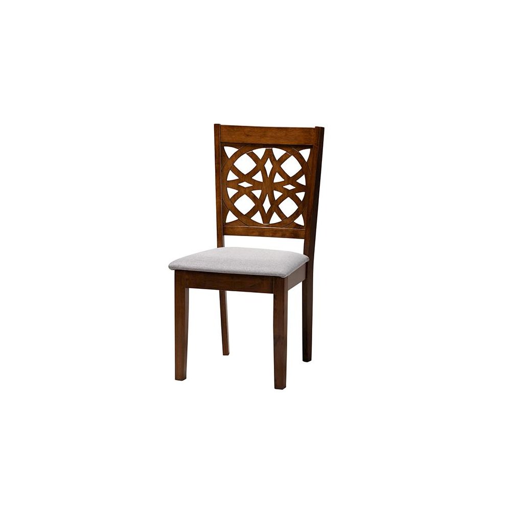 Abigail Modern Grey Fabric and Walnut Brown Finished Wood 6-Piece Dining Set. Picture 2
