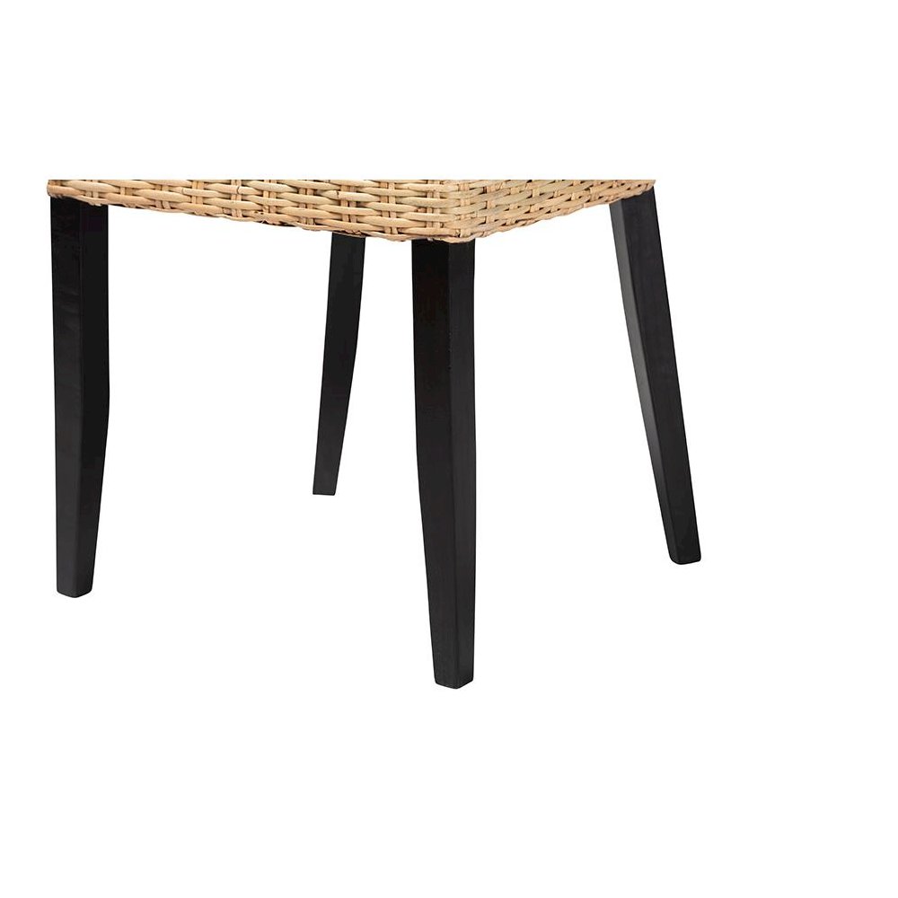 Bohemian Dark Brown Finished Wood and Natural Rattan 2-Piece Dining Chair Set. Picture 5