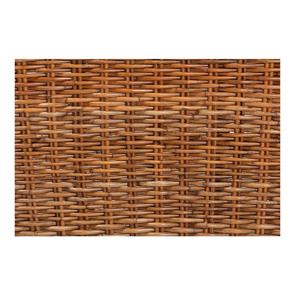Bohemian Dark Brown Finished Wood and Natural Rattan 2-Piece Dining Chair Set. Picture 6
