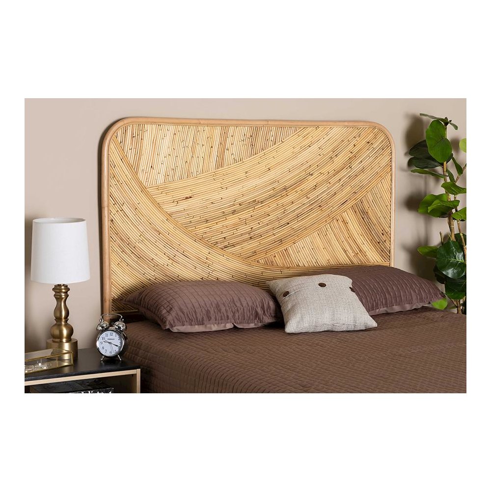 Bohemian Natural Brown Rattan Queen Size Standalone Headboard. Picture 6
