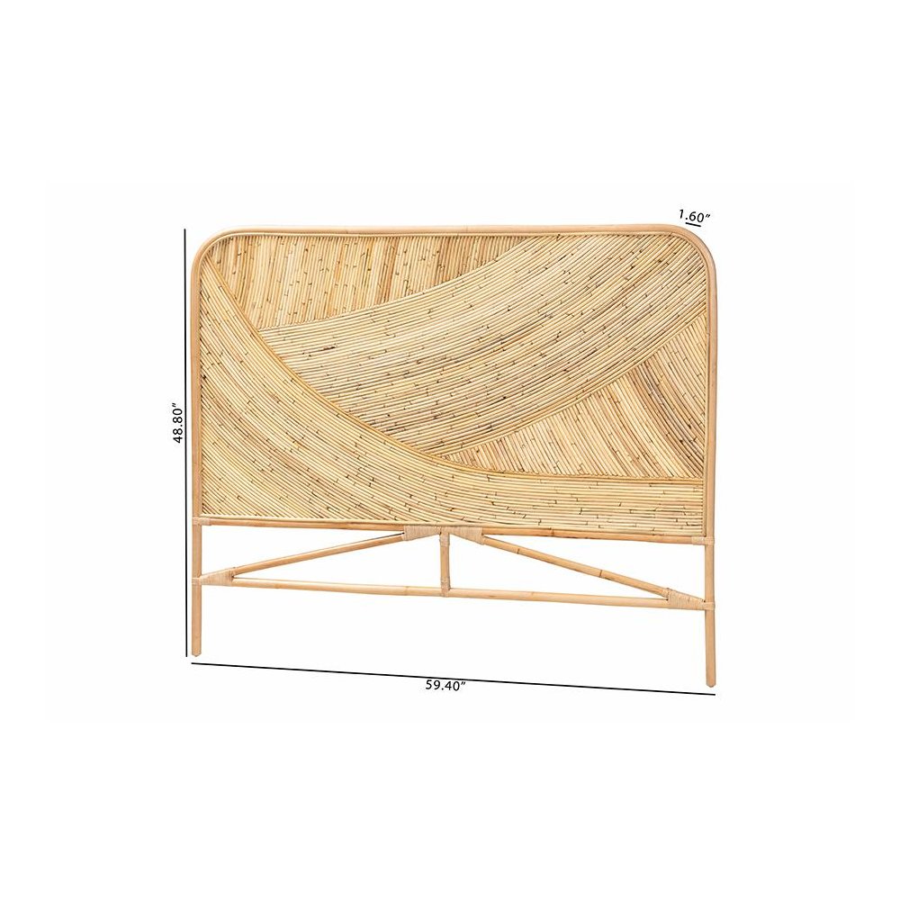 Bohemian Natural Brown Rattan Queen Size Standalone Headboard. Picture 8