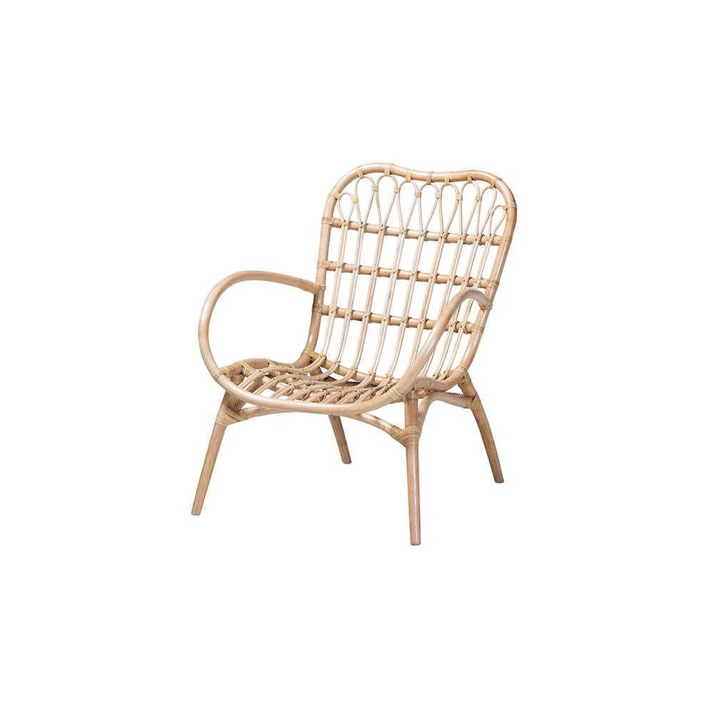 bali & pari Bajo Modern Bohemian Natural Brown Rattan Arm Chair. Picture 1