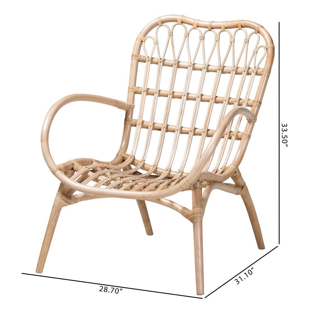 bali & pari Bajo Modern Bohemian Natural Brown Rattan Arm Chair. Picture 19