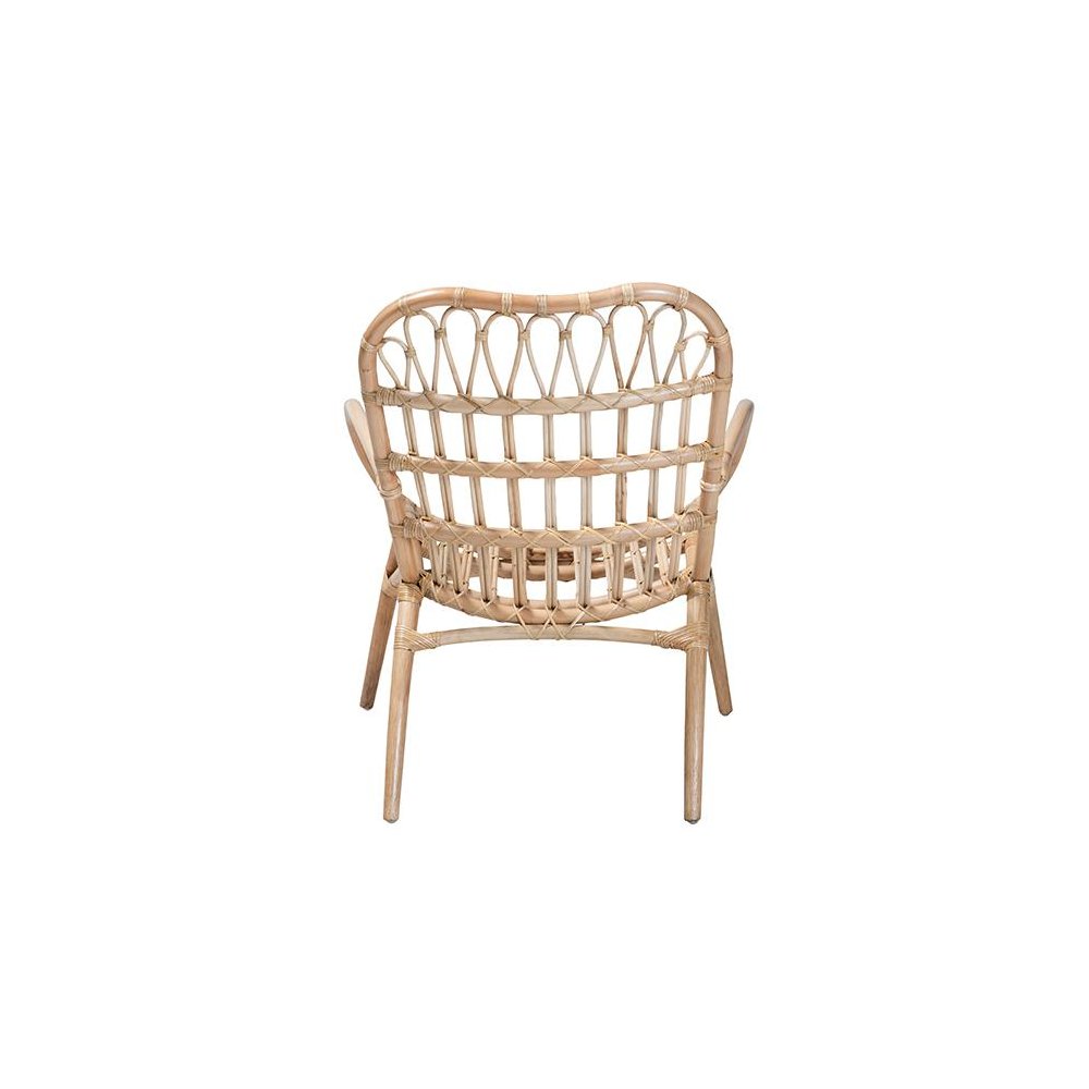 bali & pari Bajo Modern Bohemian Natural Brown Rattan Arm Chair. Picture 4