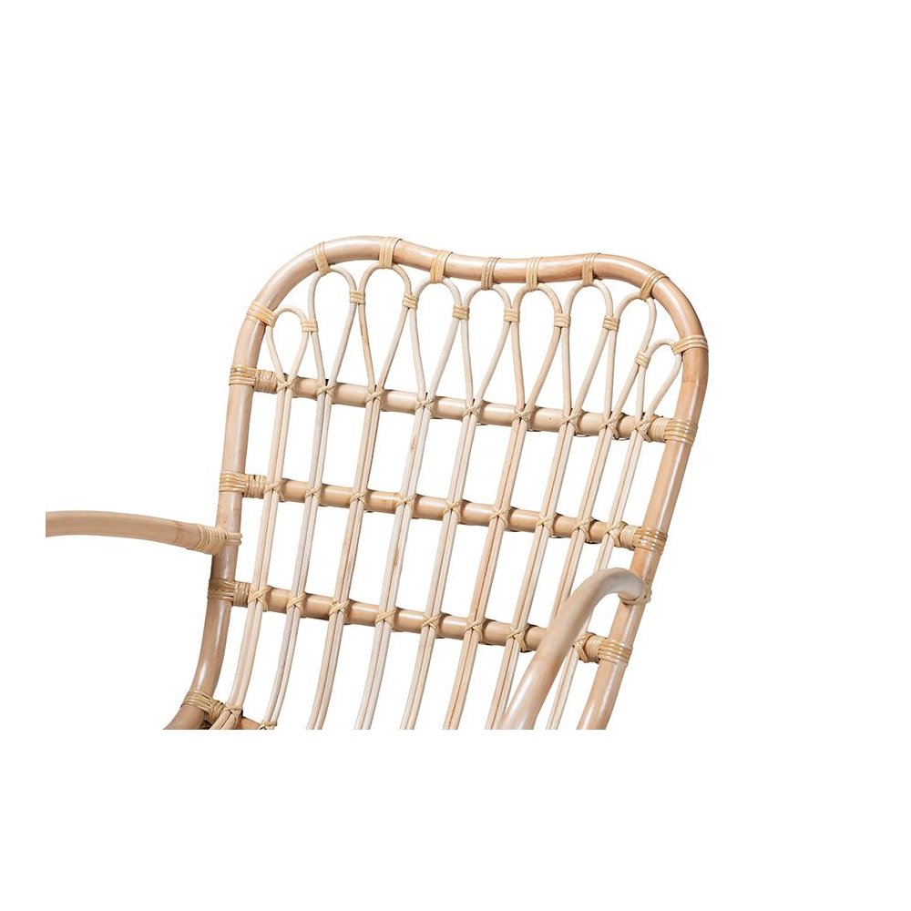 bali & pari Bajo Modern Bohemian Natural Brown Rattan Arm Chair. Picture 5