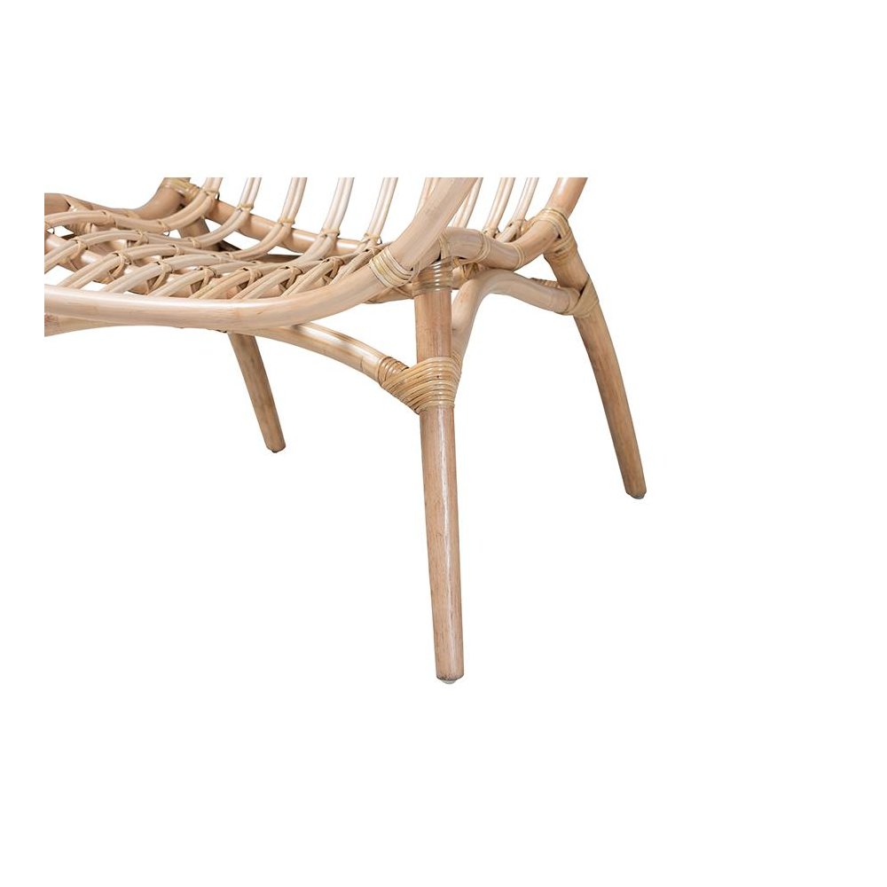 bali & pari Bajo Modern Bohemian Natural Brown Rattan Arm Chair. Picture 6