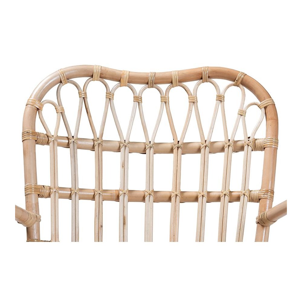 bali & pari Bajo Modern Bohemian Natural Brown Rattan Arm Chair. Picture 7