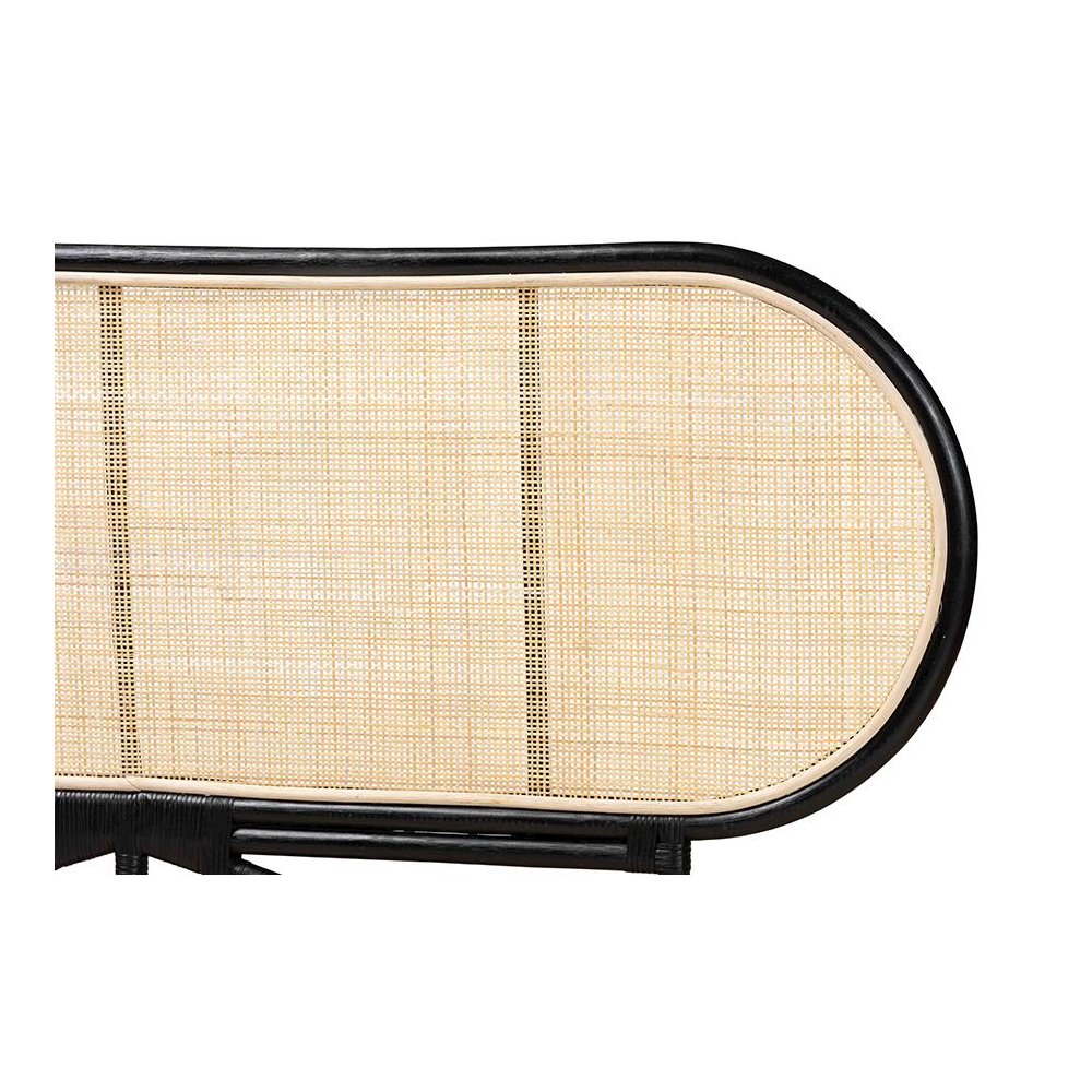 Bohemian Two-Tone Black and Natural Brown Rattan Queen Size Standalone Headboard. Picture 3