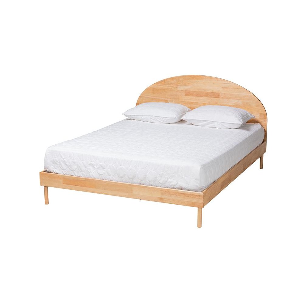 Baxton Studio Denton Japandi Natural Brown Finished Wood Queen Size Platform Bed. Picture 1