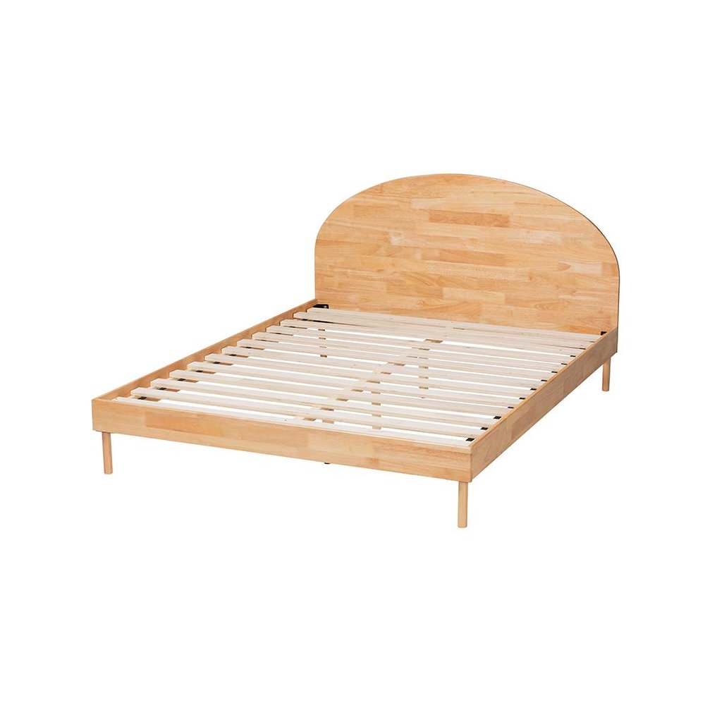 Baxton Studio Denton Japandi Natural Brown Finished Wood Queen Size Platform Bed. Picture 3