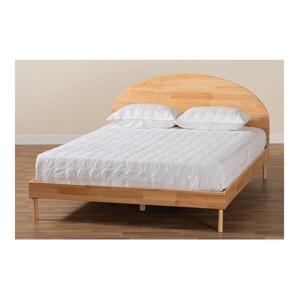 Baxton Studio Denton Japandi Natural Brown Finished Wood Queen Size Platform Bed. Picture 8