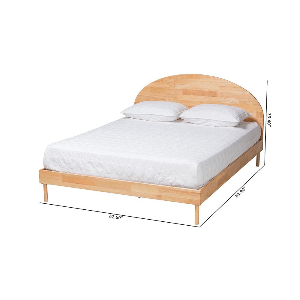 Baxton Studio Denton Japandi Natural Brown Finished Wood Queen Size Platform Bed. Picture 9