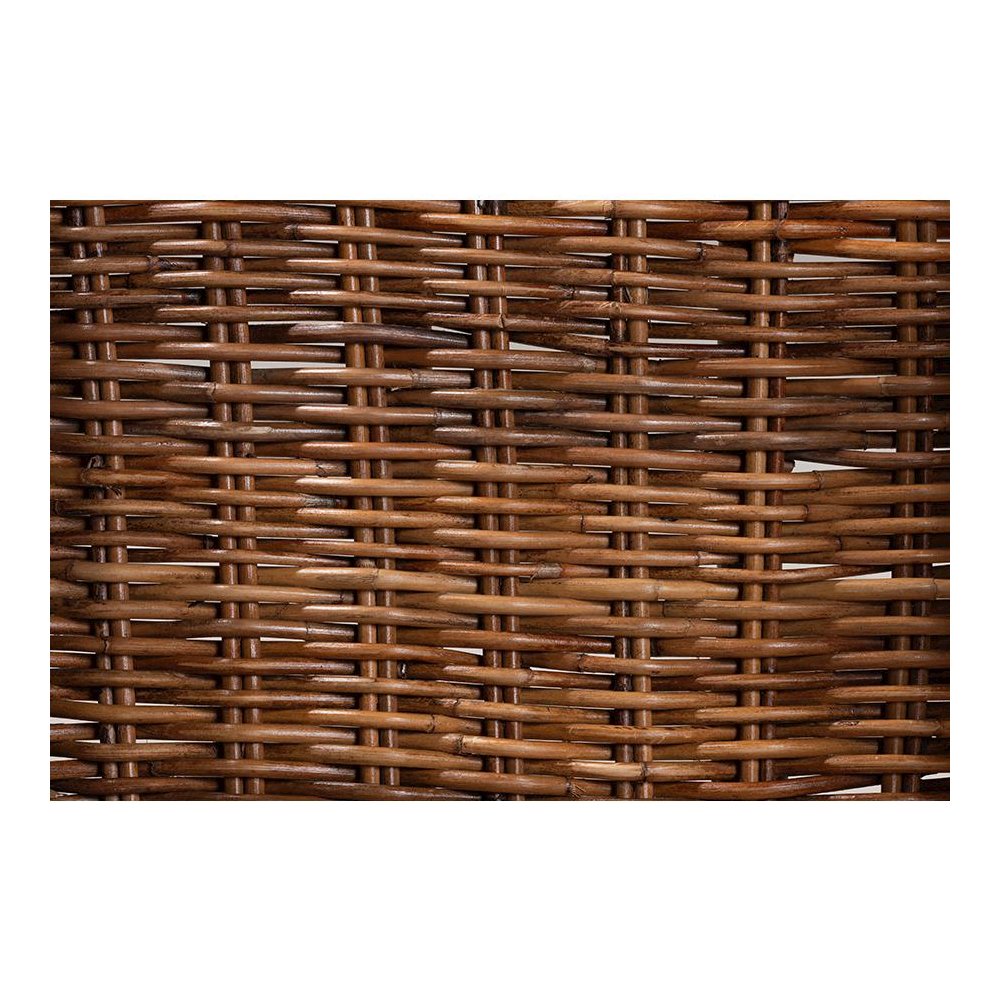 Bohemian Natural Brown Finished Teak Wood and Rattan 2-Piece Dining Chair Set. Picture 6