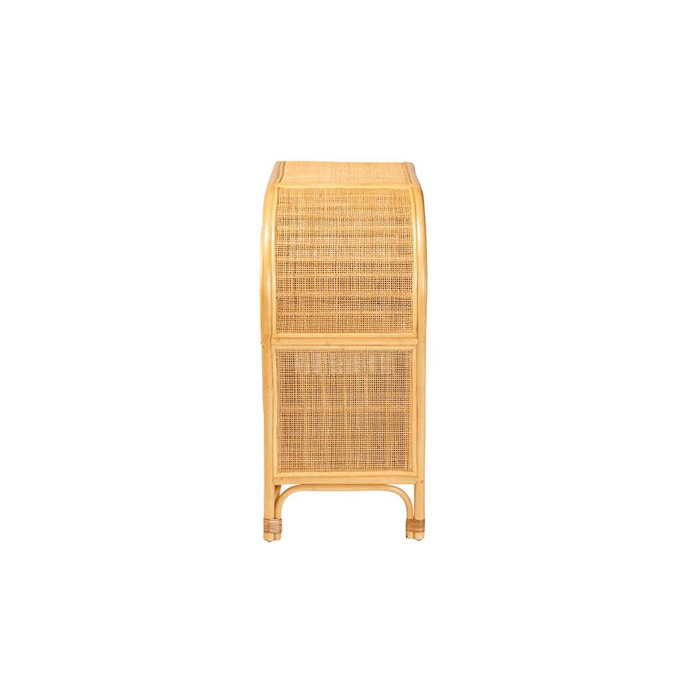 bali & pari Ovalet Modern Bohemian Natural Brown Rattan 2-Door Sideboard. Picture 4