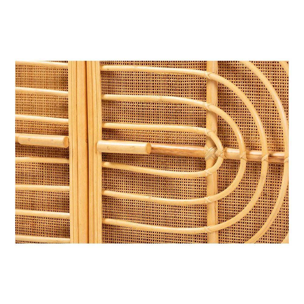 bali & pari Ovalet Modern Bohemian Natural Brown Rattan 2-Door Sideboard. Picture 5