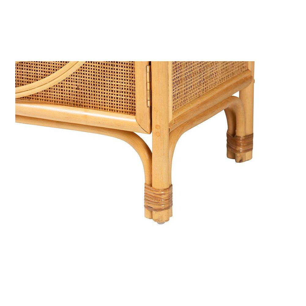 bali & pari Ovalet Modern Bohemian Natural Brown Rattan 2-Door Sideboard. Picture 6