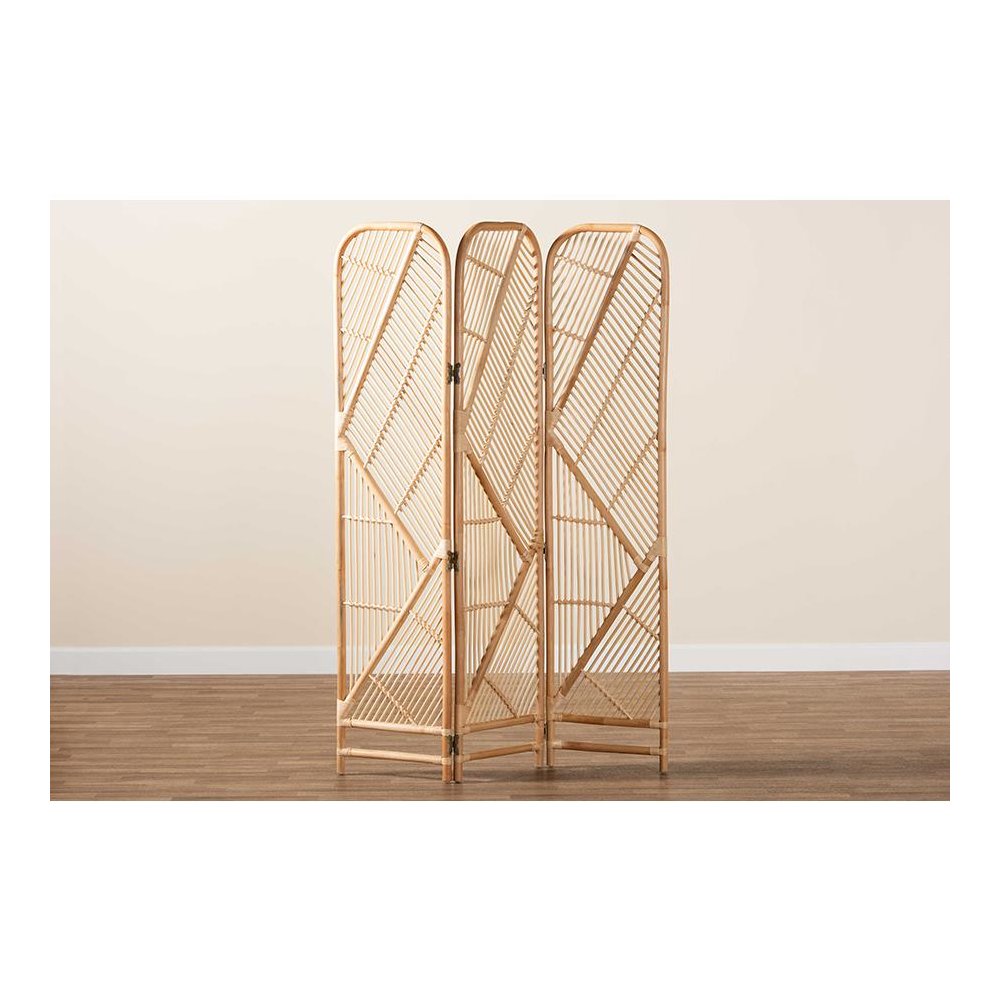bali & pari Firenze Modern Bohemian Natural Brown Rattan Room Divider. Picture 4