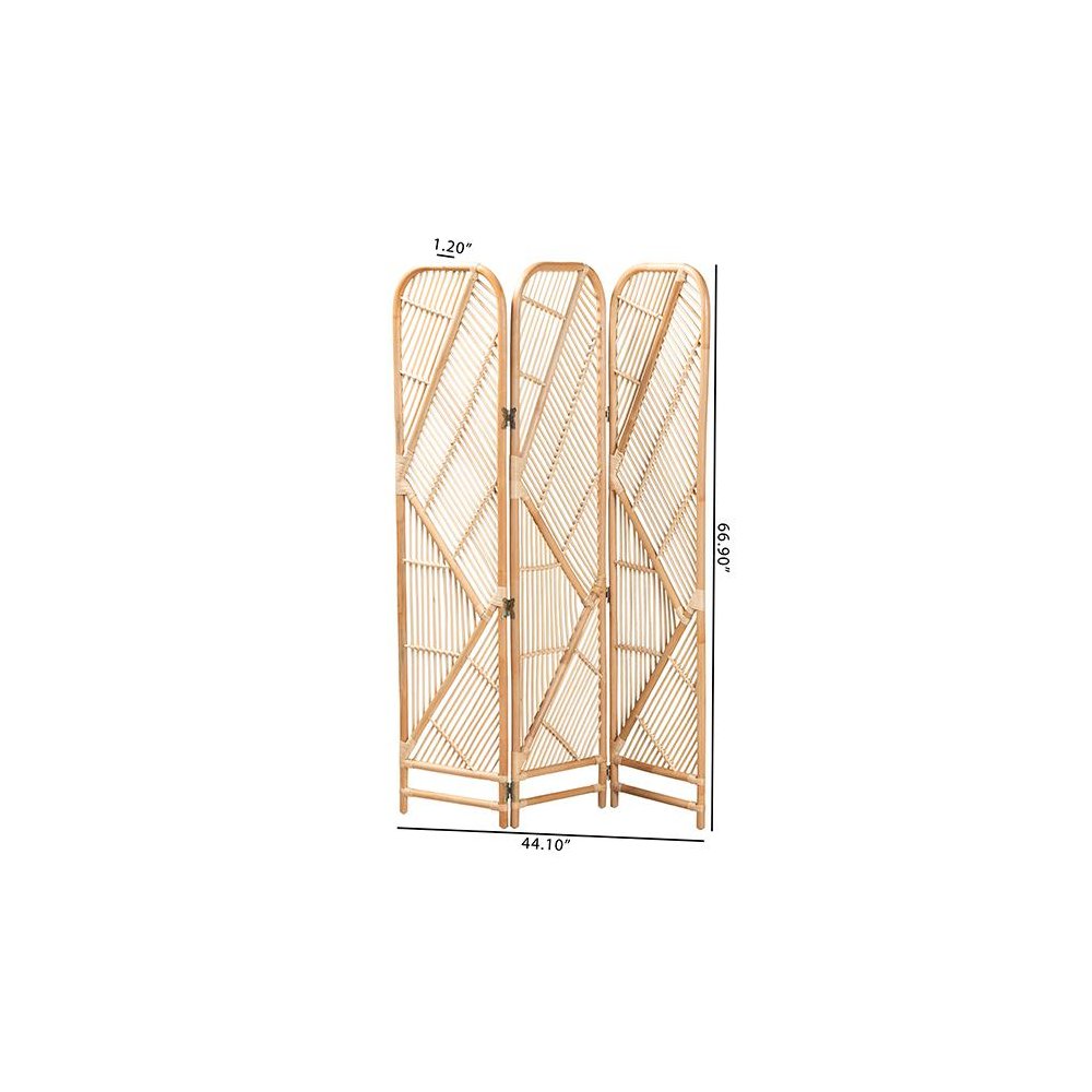 bali & pari Firenze Modern Bohemian Natural Brown Rattan Room Divider. Picture 5