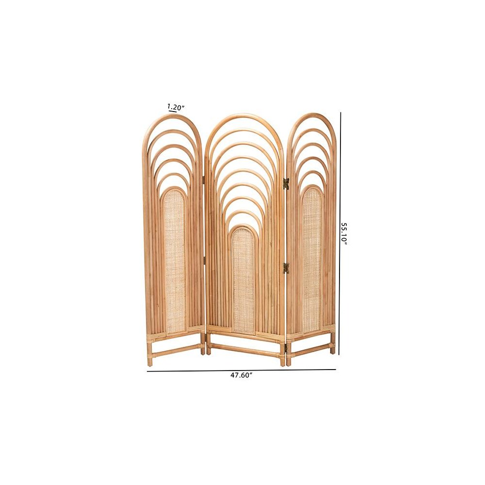 bali & pari Golda Modern Bohemian Natural Brown Rattan Room Divider. Picture 5
