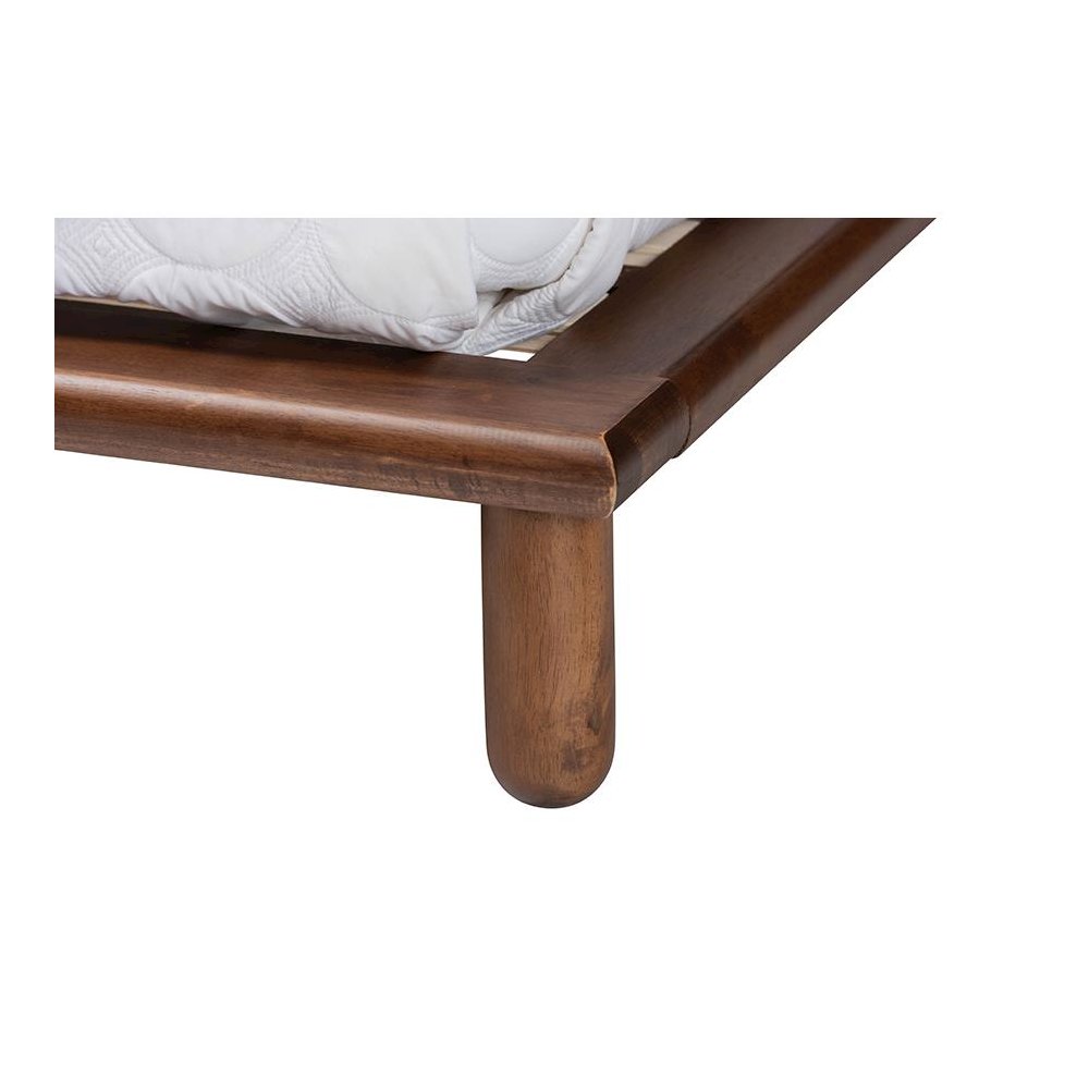 Alivia Mid-Century Modern Walnut Brown Finished Wood King Size Bed Frame. Picture 4