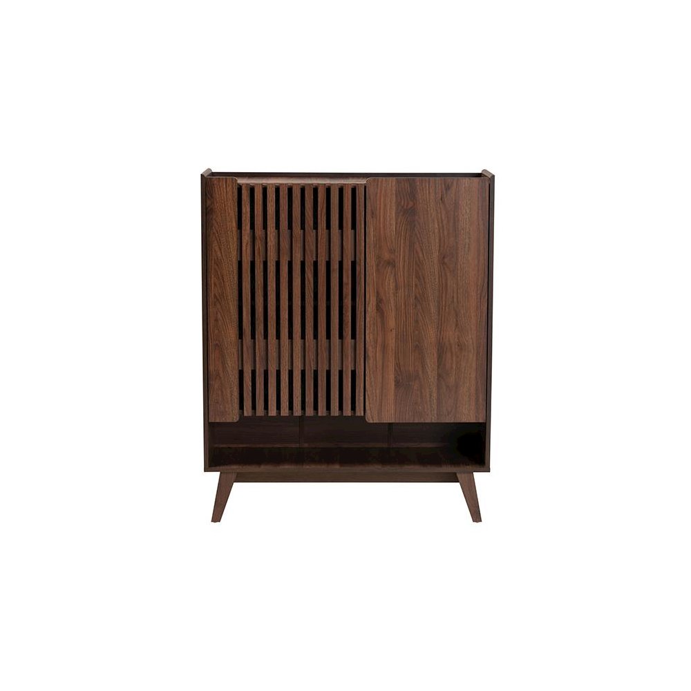 Baxton Studio Paricia Mid-Century Modern Walnut Brown Finished Wood Shoe Cabinet. Picture 3