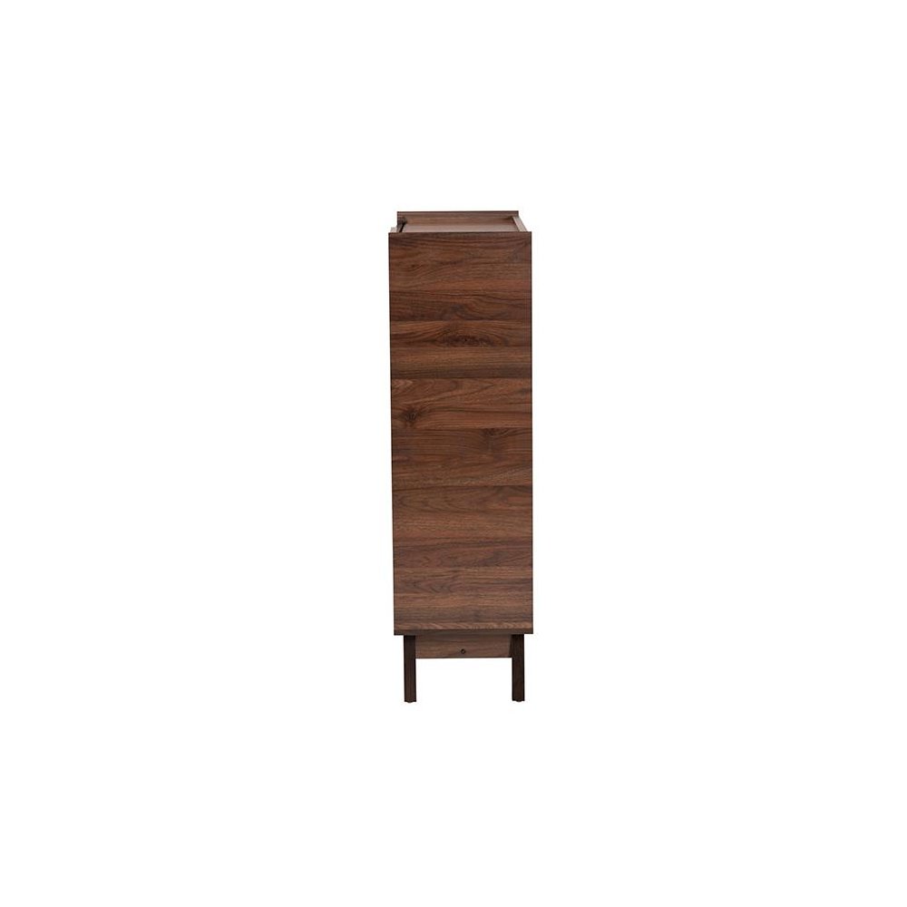 Baxton Studio Paricia Mid-Century Modern Walnut Brown Finished Wood Shoe Cabinet. Picture 4