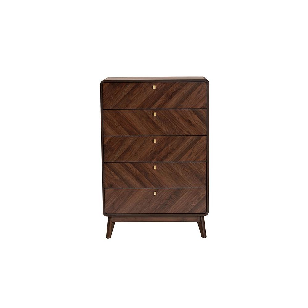 Transitional Walnut Brown Finished Wood 5-Drawer Storage Chest. Picture 3