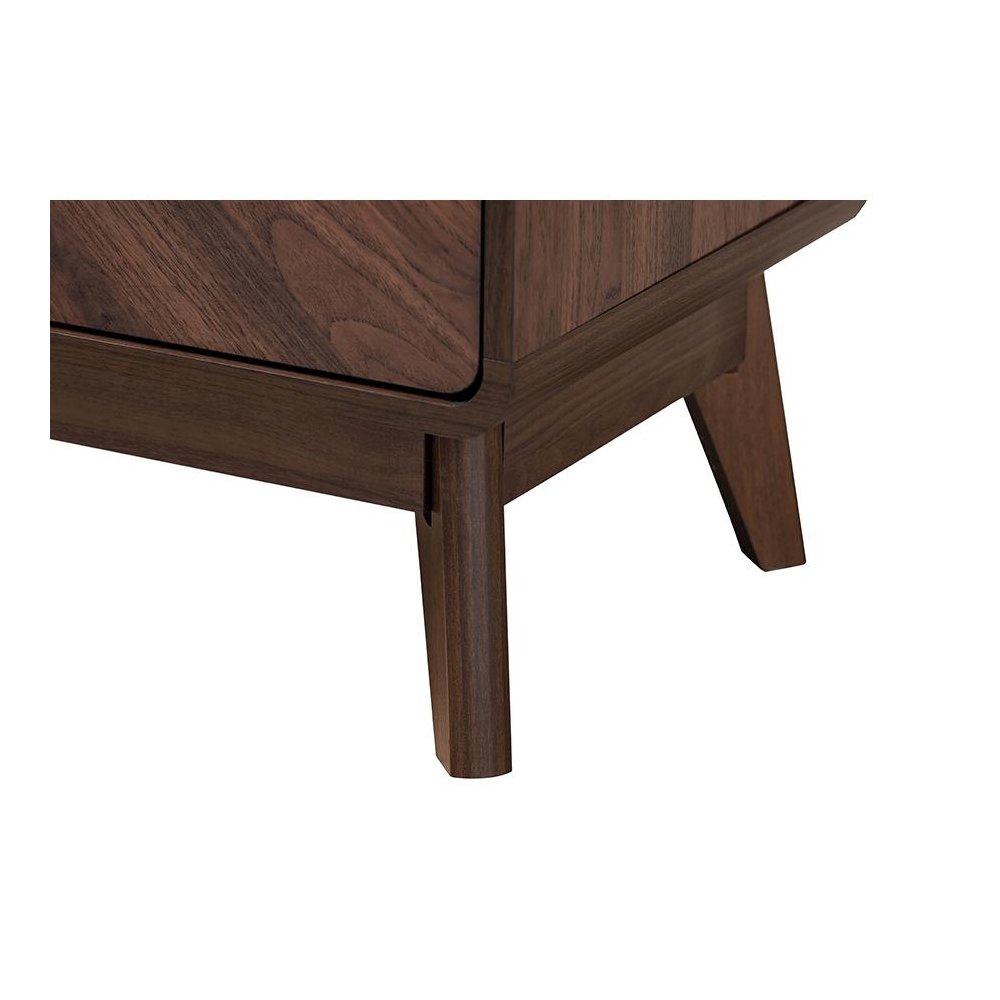 Markell Mid-Century Transitional Walnut Brown Finished Wood 2-Drawer Nightstand. Picture 6