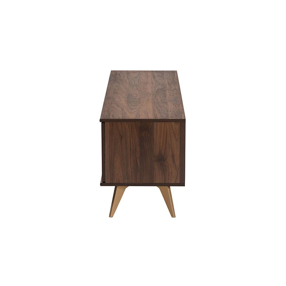 Transitional Walnut Brown Finished Wood 2-Door TV Stand. Picture 4