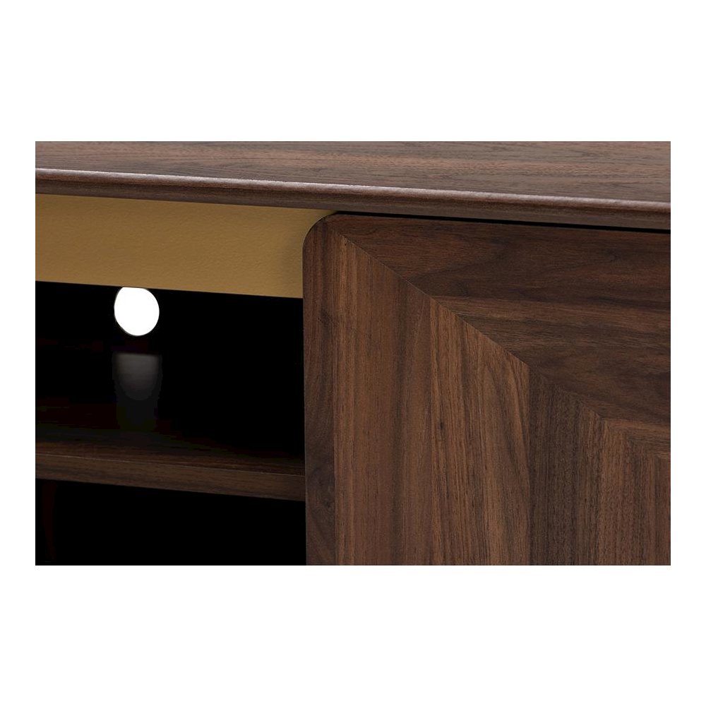 Transitional Walnut Brown Finished Wood 2-Door TV Stand. Picture 5