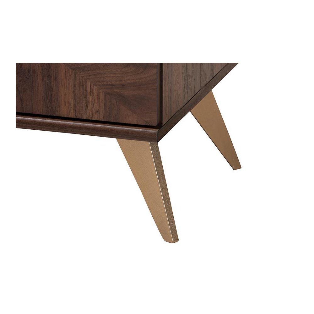 Transitional Walnut Brown Finished Wood 2-Door TV Stand. Picture 6