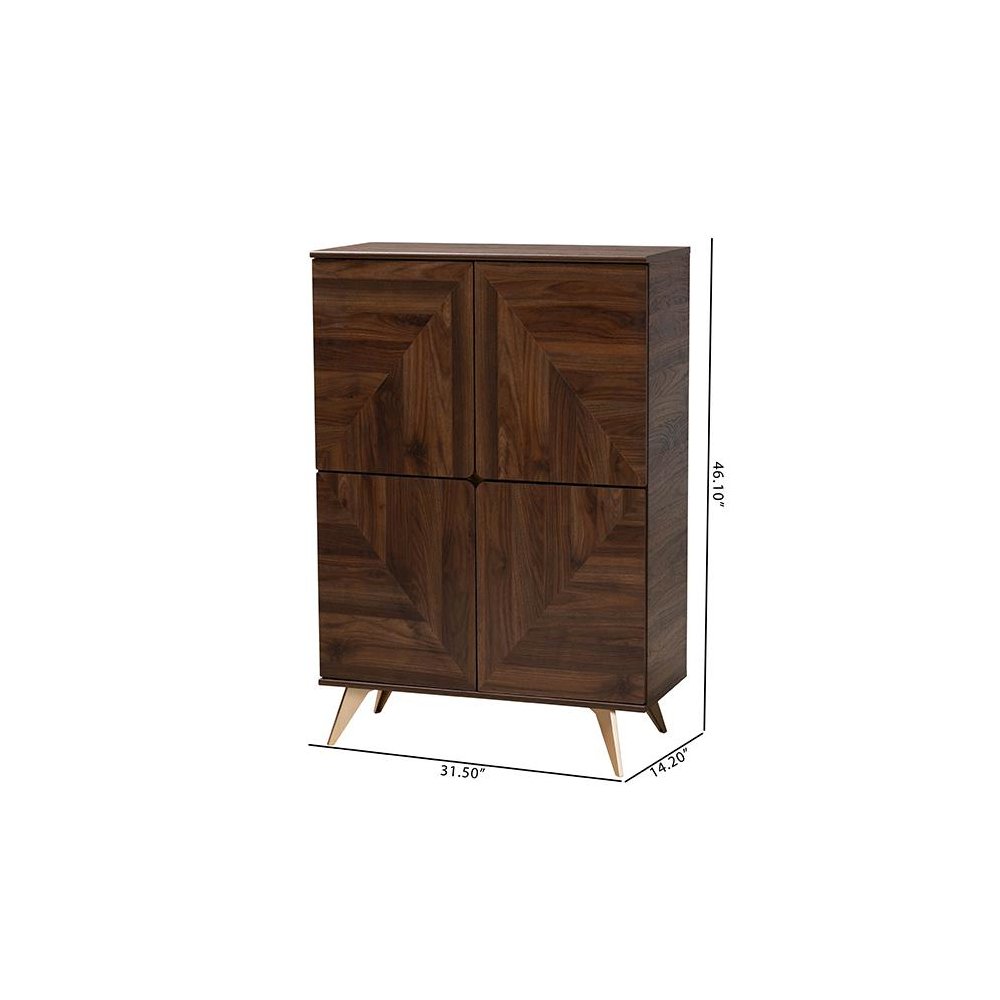 Transitional Walnut Brown Finished Wood Shoe Cabinet. Picture 11