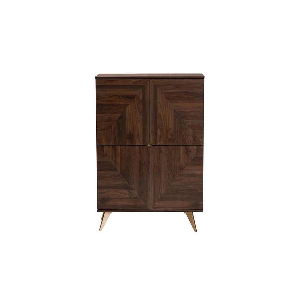 Transitional Walnut Brown Finished Wood Shoe Cabinet. Picture 3