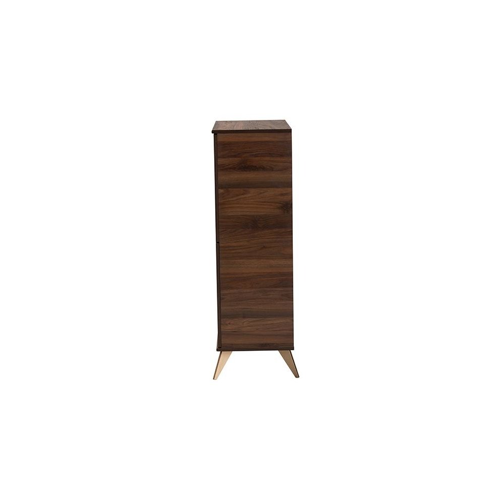 Transitional Walnut Brown Finished Wood Shoe Cabinet. Picture 4