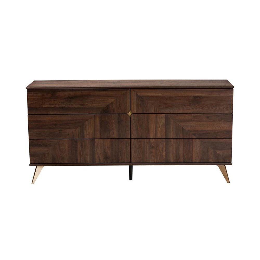 Transitional Walnut Brown Finished Wood 6-Drawer Dresser. Picture 3