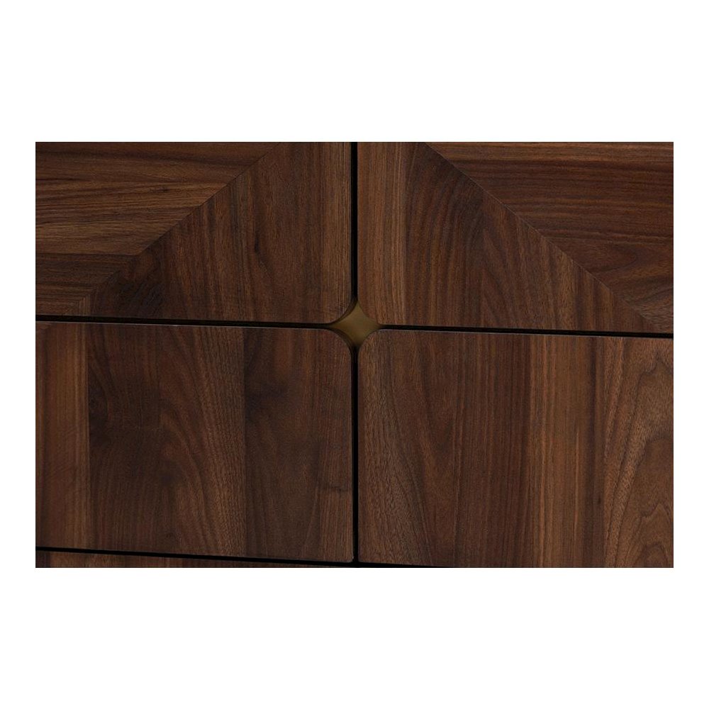 Transitional Walnut Brown Finished Wood 6-Drawer Dresser. Picture 5